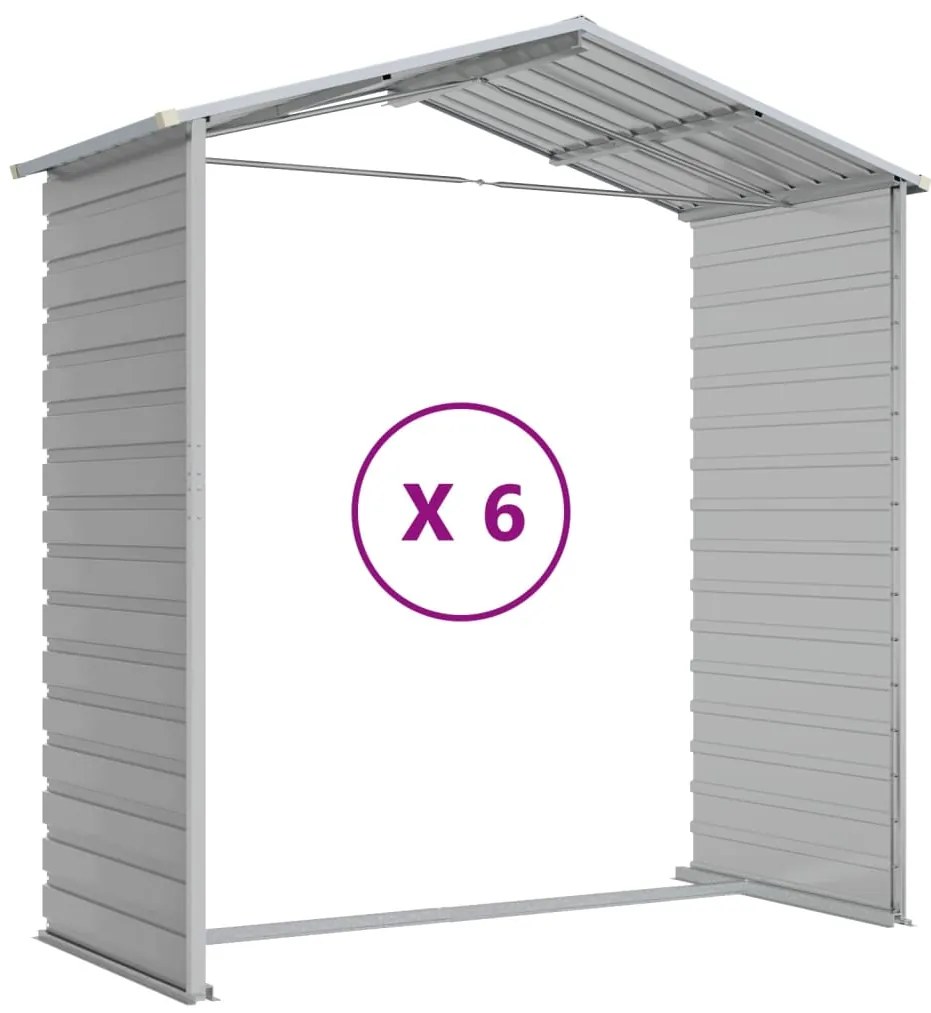 Abrigo de jardim 191x555x198 cm aço galvanizado cinzento-claro