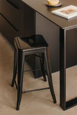 Pack De 4 Bancos Altos Empilháveis Em Aço Lix Preto & ↑65 Cm - Sklum