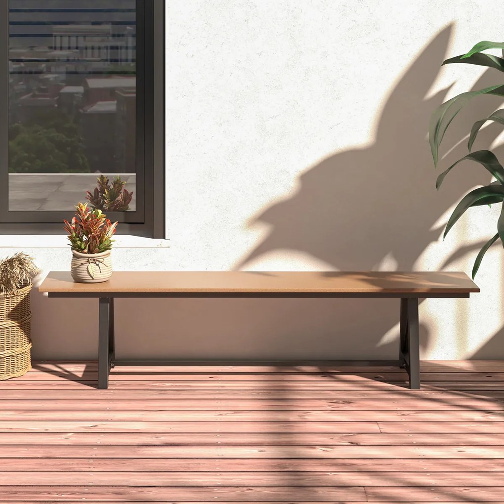 Banco jardim em PEAD para 3-4 pessoas com estrutura metálica 183 x 35 x 41,5 cm Estrutura metálica, capacidade para 500 KG Castanho