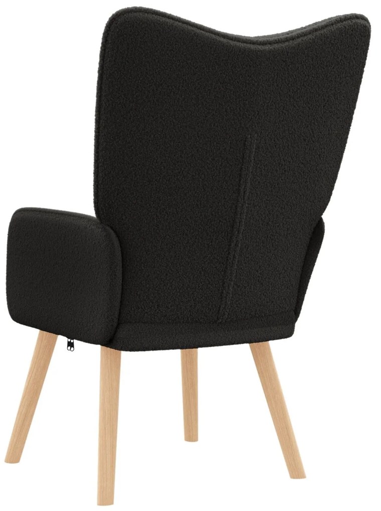 Poltrona Relaxante vidaXL Preto em Tecido Tipo Lã Enrolada