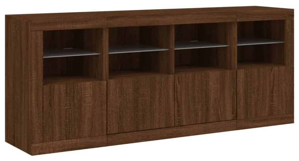 Aparador com luzes LED 163x37x67 cm carvalho castanho