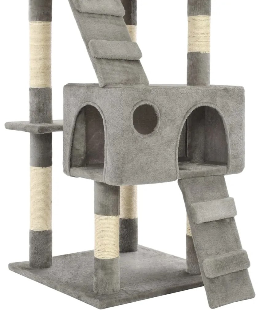 Árvore para gatos c/ postes arranhadores sisal 170 cm cinzento
