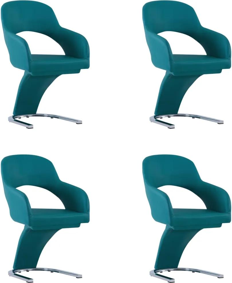 Cadeiras de jantar 4 pcs couro artificial azul