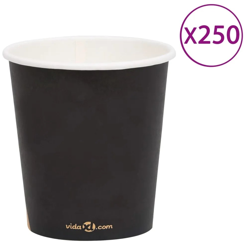vidaXL Copos de café papel 200 ml 250 pcs preto