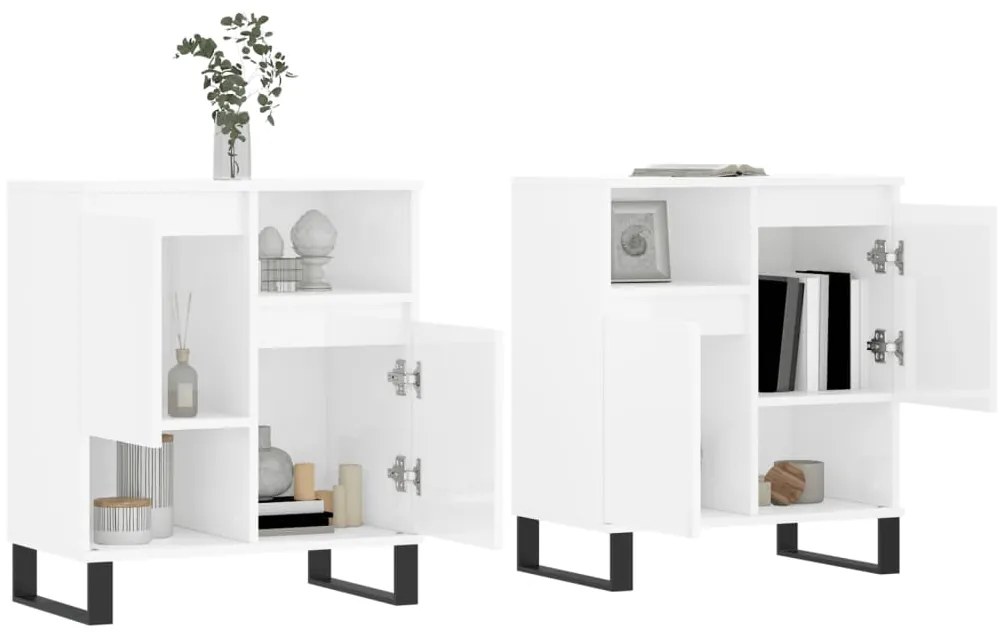 Aparadores 2 pcs derivados de madeira branco brilhante