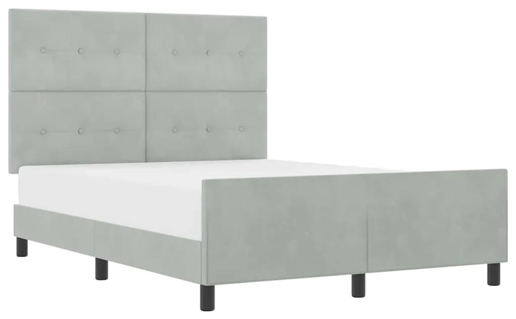 Cama vidaXL Cinza Claro 160x200 cm Veludo