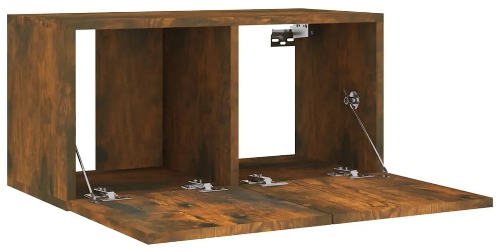 Conjunto móveis de TV 4 pcs madeira processada carvalho fumado