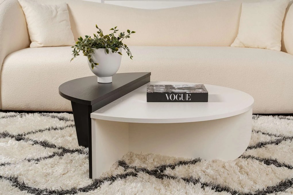 Mesa de Centro Orion – Branco Madeira – 90x30x60 cm / Preto Madeira –