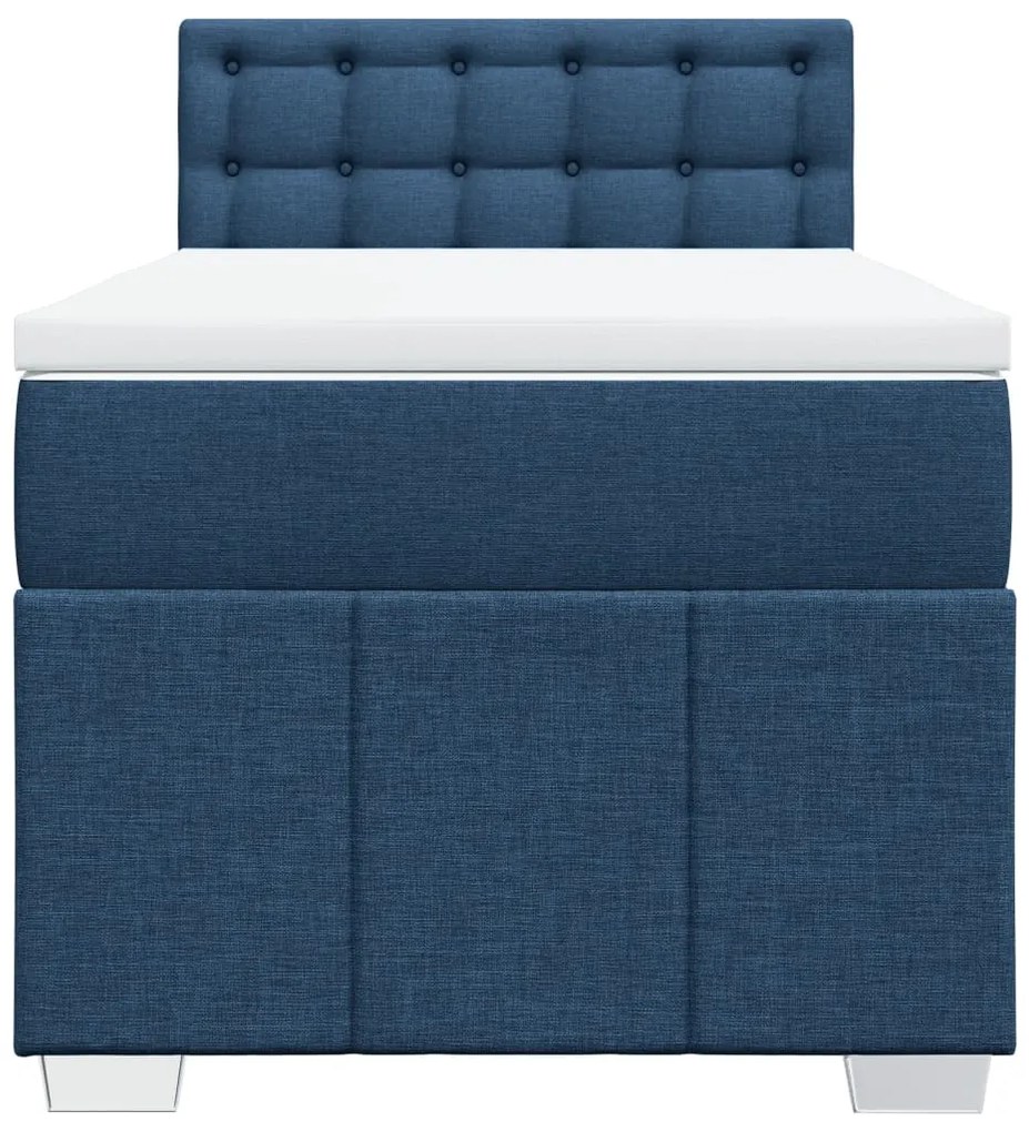 Cama com molas/colchão 90x190 cm tecido azul