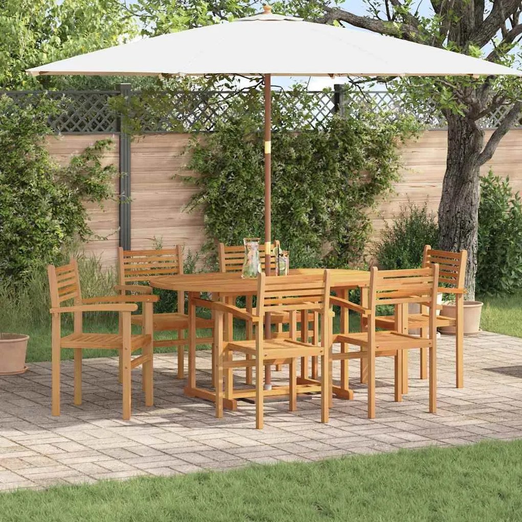 vidaXL Conjunto de Jantar para Jardim 7 pcs Natural