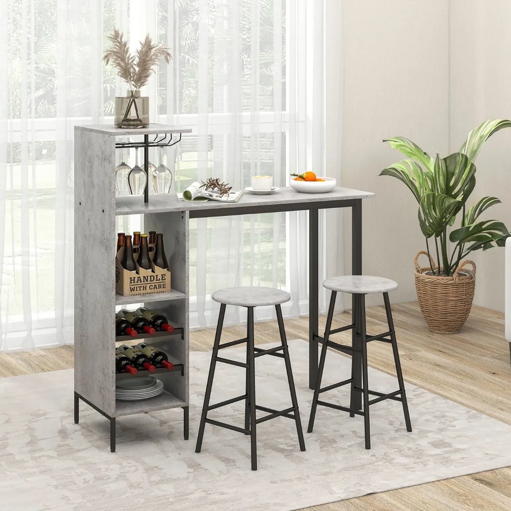 Conjunto de mesa de jantar com altura de balcão para sala de estar tipo bistrô - Natural