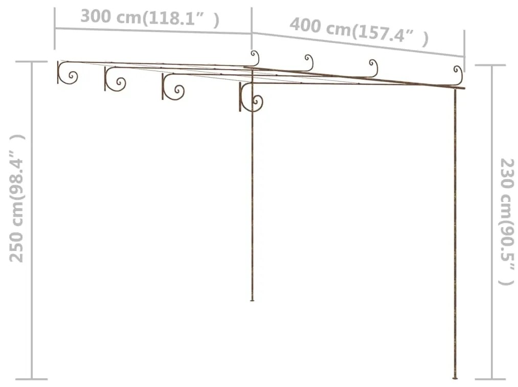 Pérgola de jardim 4x3x2,5 m ferro castanho antigo