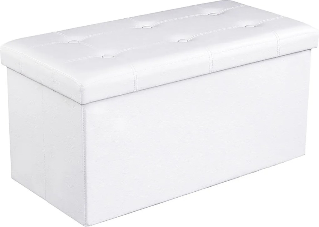 Banco com arrumação 76 x 38 x 38 cm Couro sintético Branco