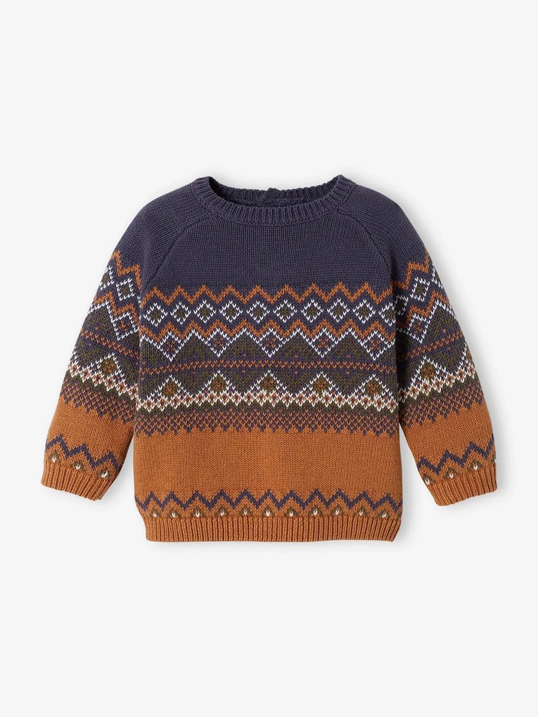Camisola em jacquard, para bebé canela