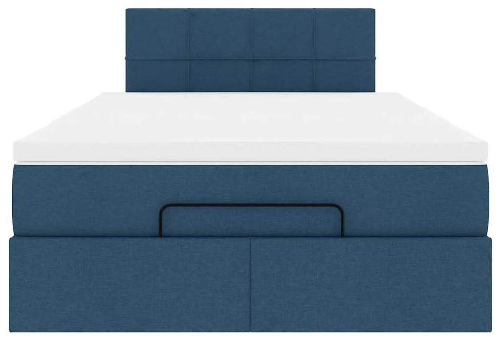 Cama Otomana com Colchão & LEDs Tecido Azul 120x200 cm