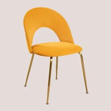 Cadeira de Jantar de Veludo Glorys Style Mel & Dourado - Sklum