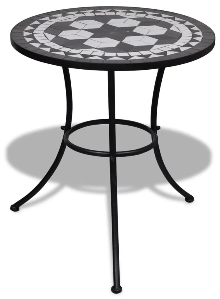 vidaXL Mesa de bistrô 60 cm mosaico preto e branco