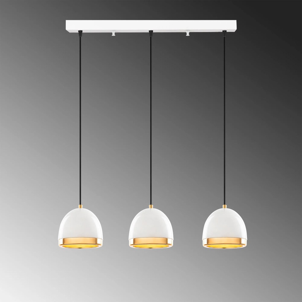 Chandelier Mugo – Branco e Dourado – 62 x 17 x 110 cm