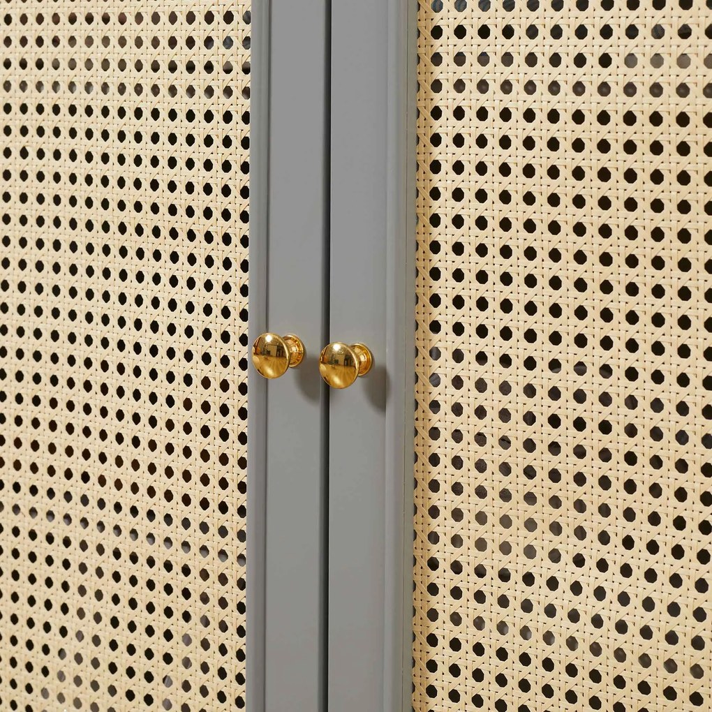 HOMCOM Sapateira para 9 Pares de Sapatos Armário para Sapatos com 2 Portas de Vime e Gaveta Estilo Cannage para Corredor Entrada 80x40x110cm Cinza