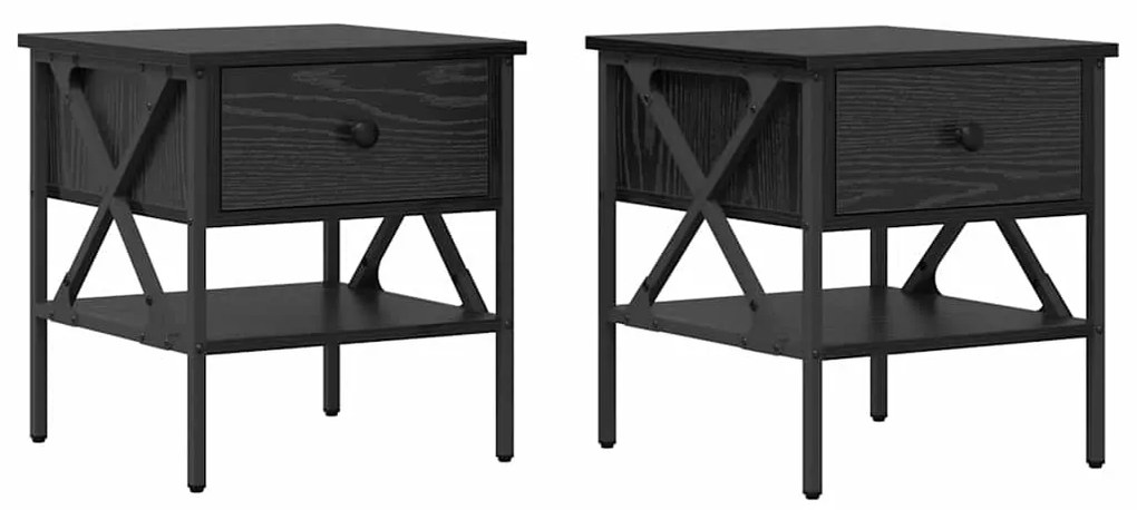 Mesas de cabeceira 2 pcs Carvalho Preto 40x42x45 cm Madeira engenheira
