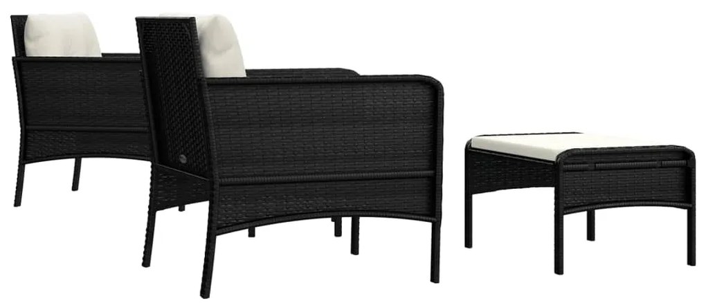 5 pcs conjunto lounge de jardim c/ almofadões vime PE preto