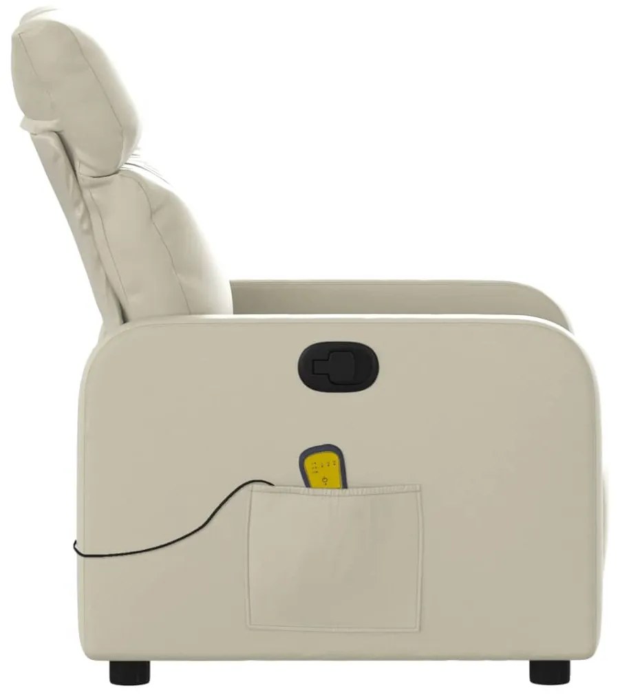 Poltrona de massagens reclinável couro artificial cor creme