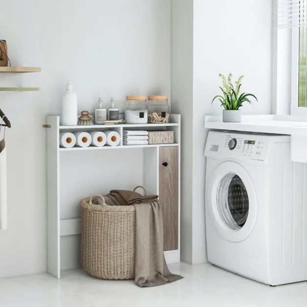 Armario de casa de banho com prateleiras ajustáveis e porta 88 cm x 18 cm x 100 cm Branco