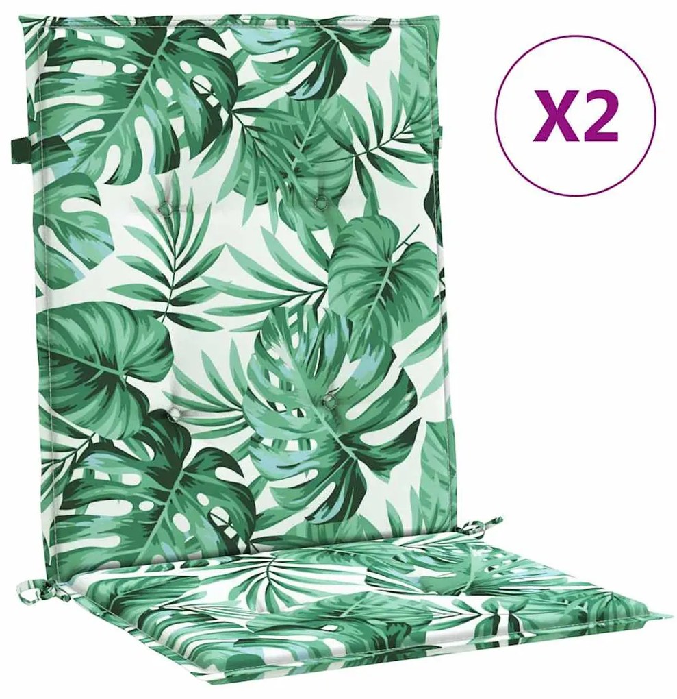 Almofadas de cadeira 2 pcs Padrão de folhas 100 x 50 x 3 cm