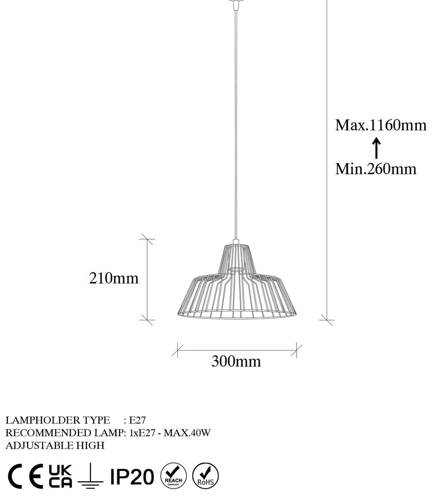 Chandelier Hakcu – Dourado Brilhante – 30 x 30 x 116 cm