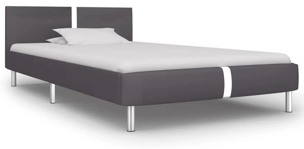 280836 vidaXL Estrutura de cama 90x200 cm couro artificial cinzento
