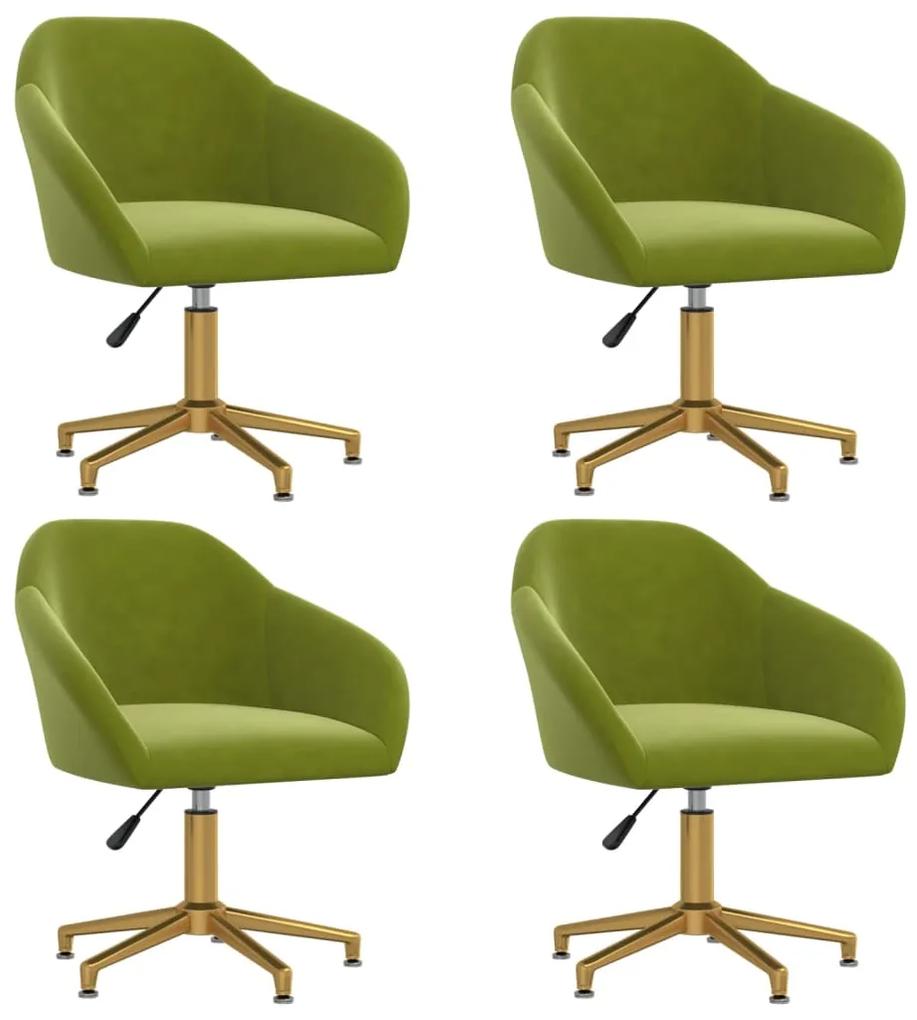 3089708 vidaXL Cadeiras de jantar giratórias 4 pcs veludo verde-claro
