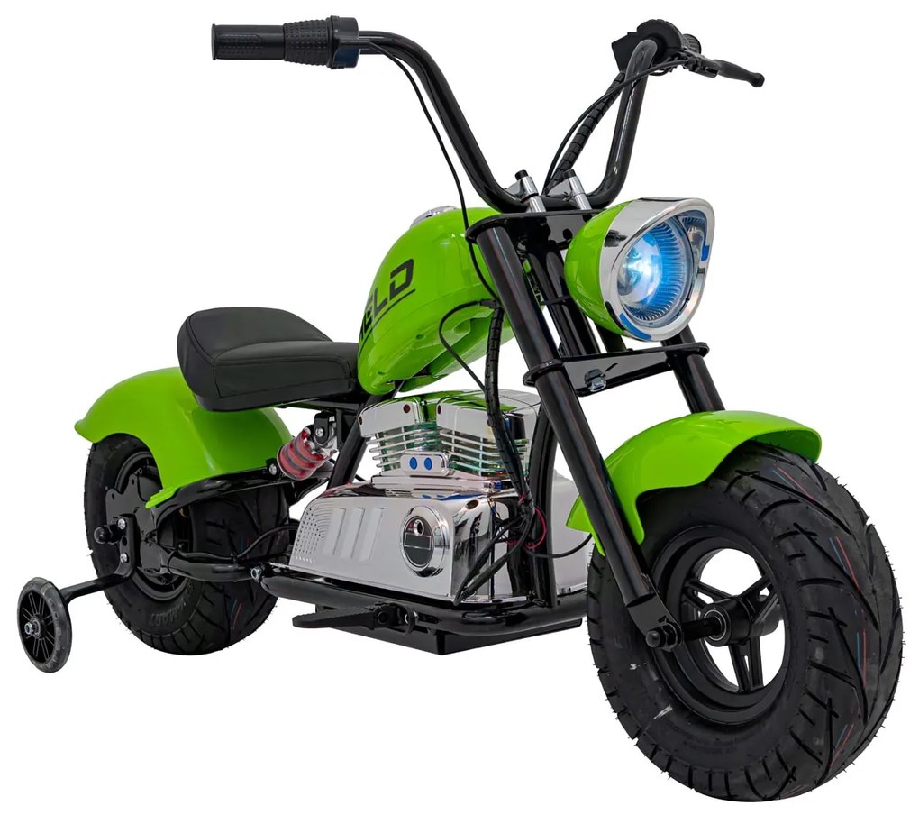 Mota elétrica para Crianças 350 W Chopper Warrior Rodas AR, Assento couro ecológico Verde