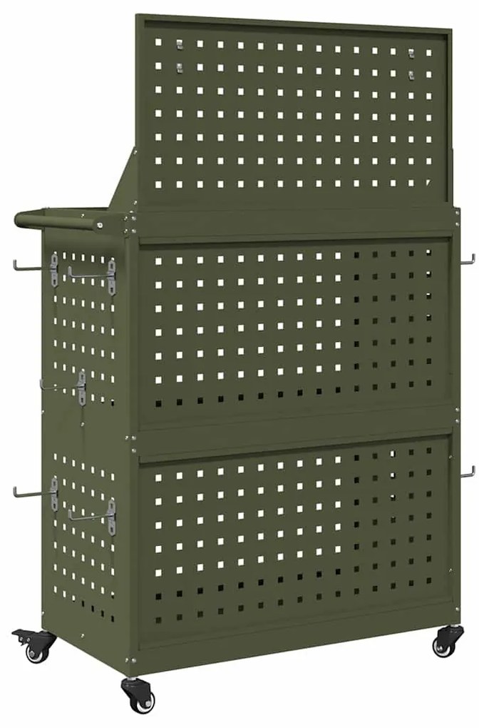 Carro de Ferramentas Verde-oliva 65 x 35 x 111 cm Metal