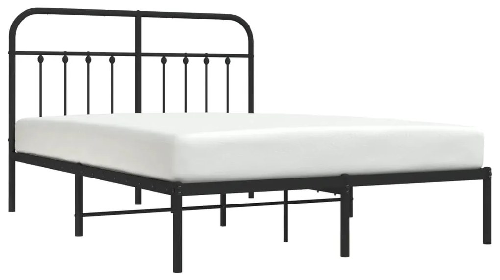 Estrutura de cama com cabeceira 135x190 cm metal preto