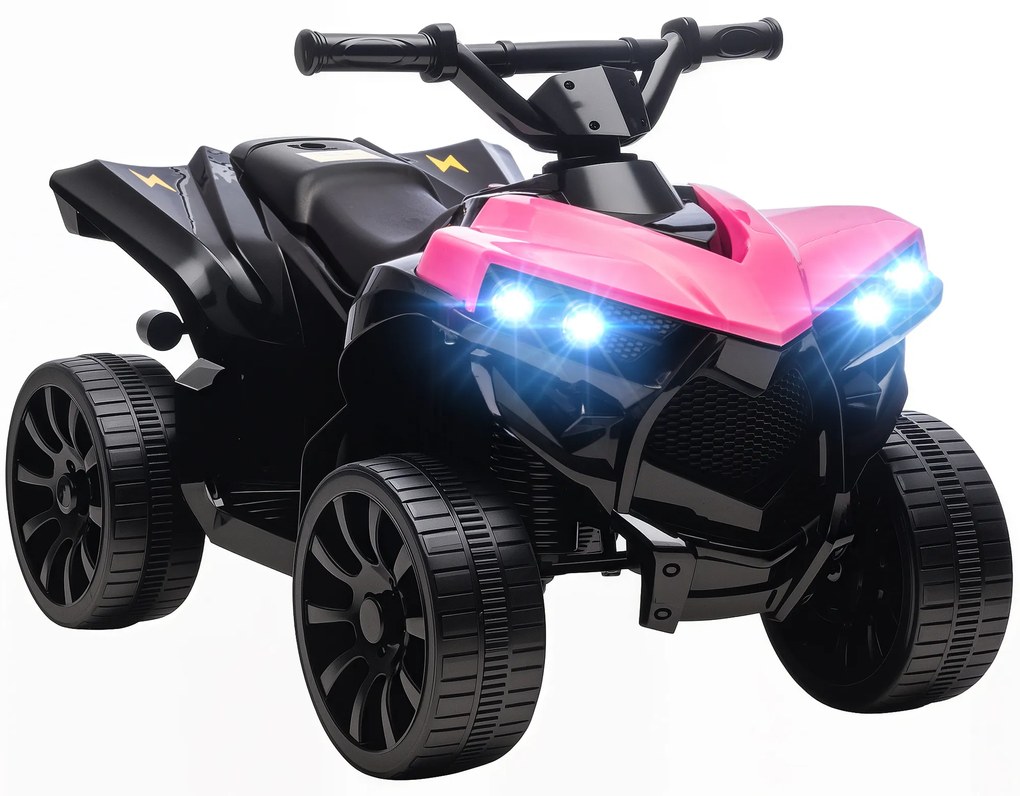 Moto 4 elétrica para Crianças 6 V Quadriciclo para Crianças com Velocidade até 3 km/h Faróis e Música 70x42x45 cm Rosa