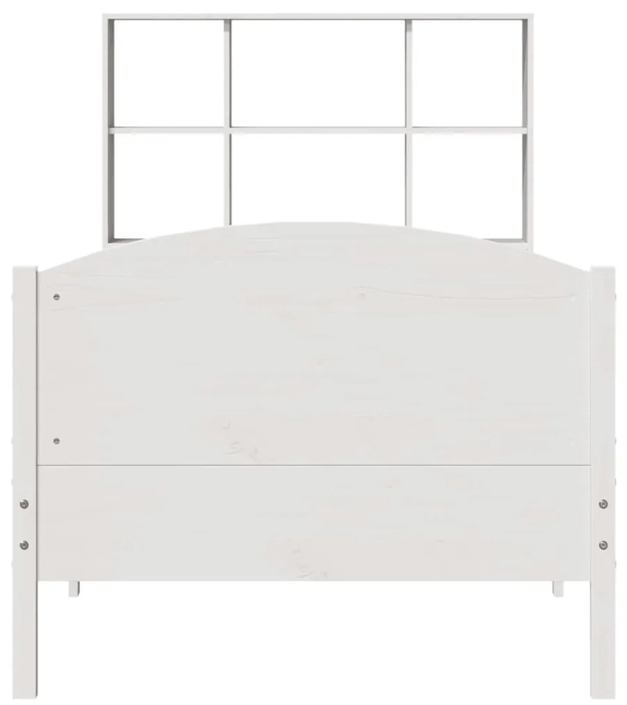 Cama com estante sem colchão 75x190 cm pinho maciço branco