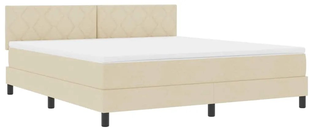 Cama Box com Colchão &amp; LED Creme 180x200 cm Tecido