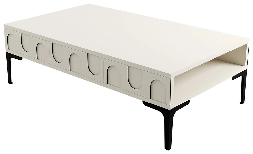 Mesa de Centro Retangular – Lyon – Creme e Preto – 105x60x32,6 cm