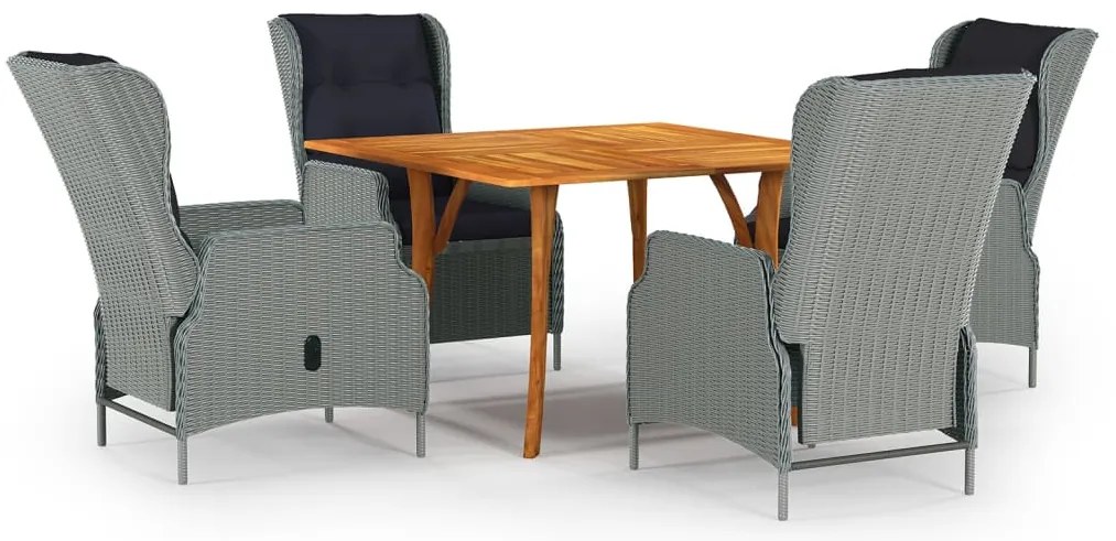 vidaXL 5 pcs conjunto de jantar para jardim cinzento-claro