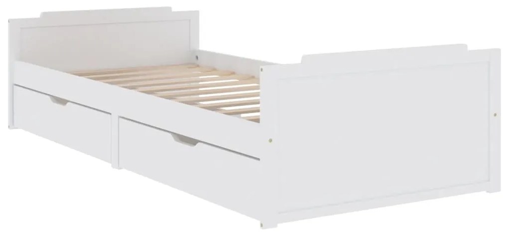 Estrutura de cama com gavetas 90x200 cm pinho maciço branco