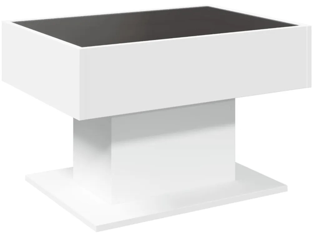Mesa de centro c/ LEDs 70x50x45 cm derivados de madeira branco