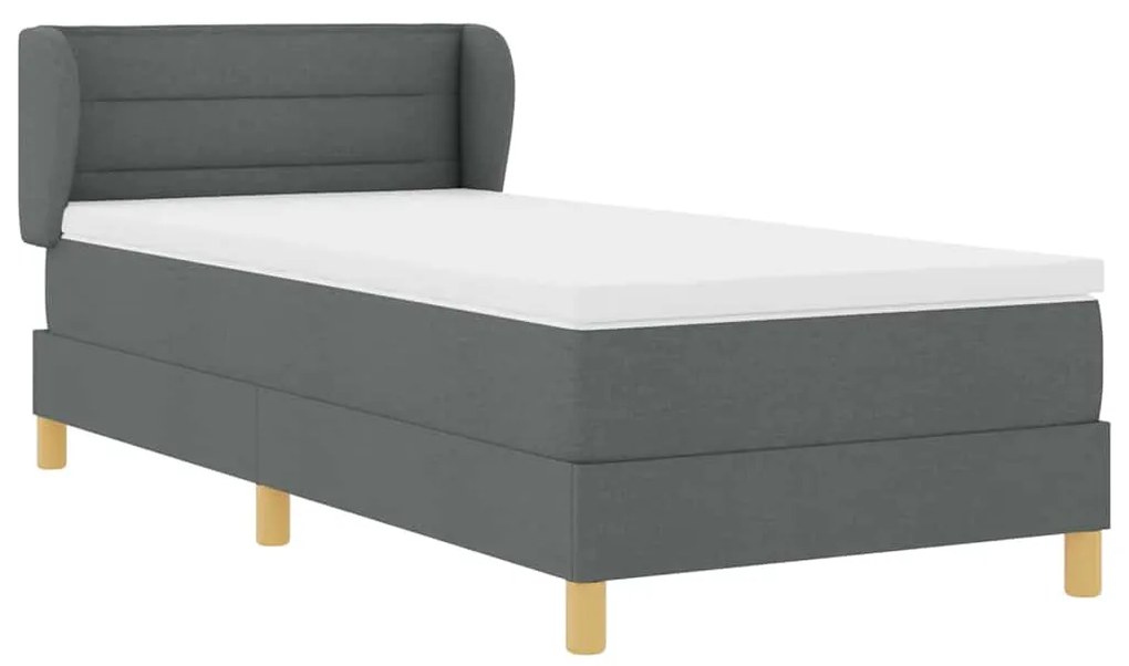 Cama Box Spring com Colchão cinza escuro 90x200 cm em tecido