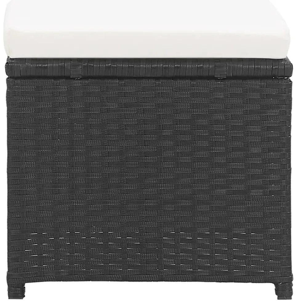 Bancos de jardim 2 pcs com almofadões em vime PE preto