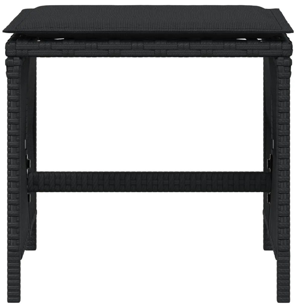 Bancos de jardim com almofadões 4 pcs 41x41x36 cm vime PE preto