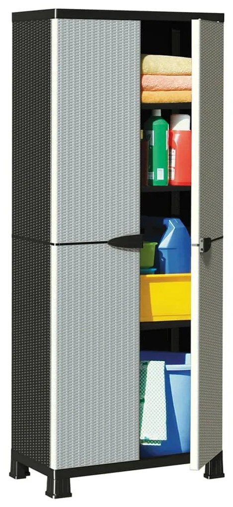 337899 vidaXL Armário de plástico 68x39x171,5 cm design em vime