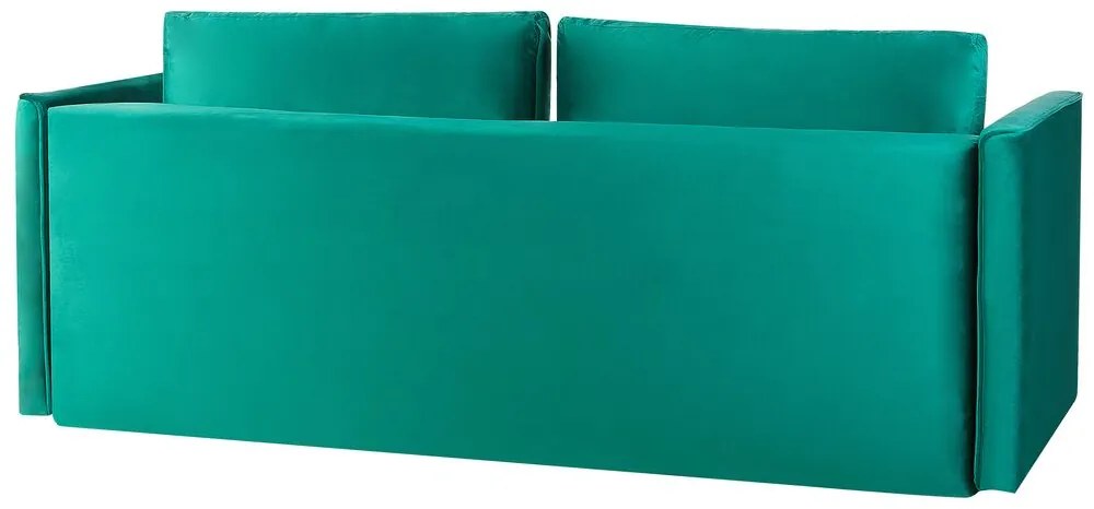Sofá-cama de 3 lugares com arrumação em veludo verde esmeralda EKSJO Beliani