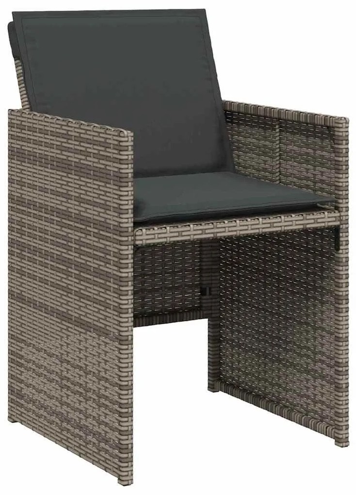 Conjunto de Jantar de Jardim de 5 Peças com Almofadas Cinza em Rattan