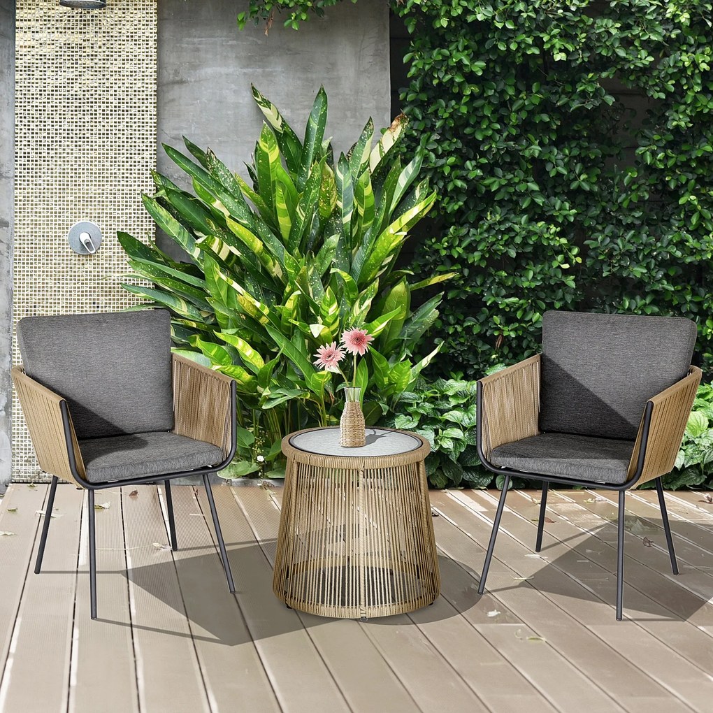 Conjunto de Móveis de Vime Conjunto de Móveis para Jardim 3 Peças Mesa