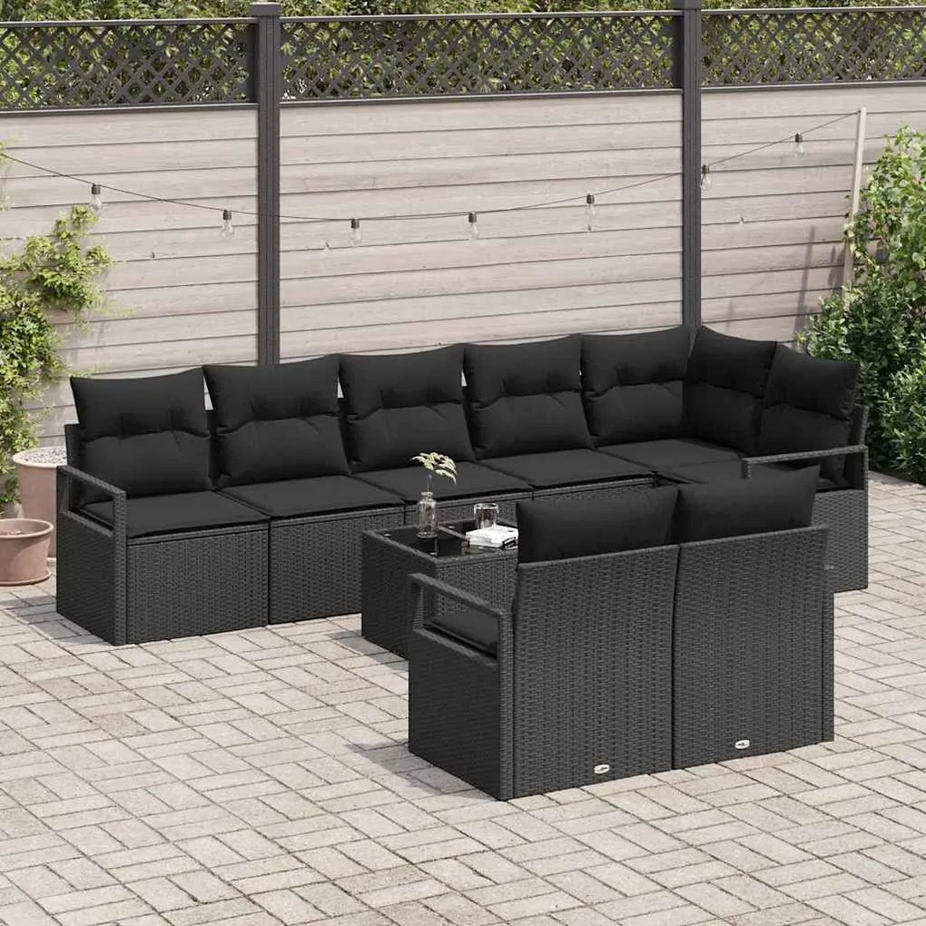 Conjunto de Sofá de Jardim vidaXL 9 Peças com Almofadas Bege Polyratta