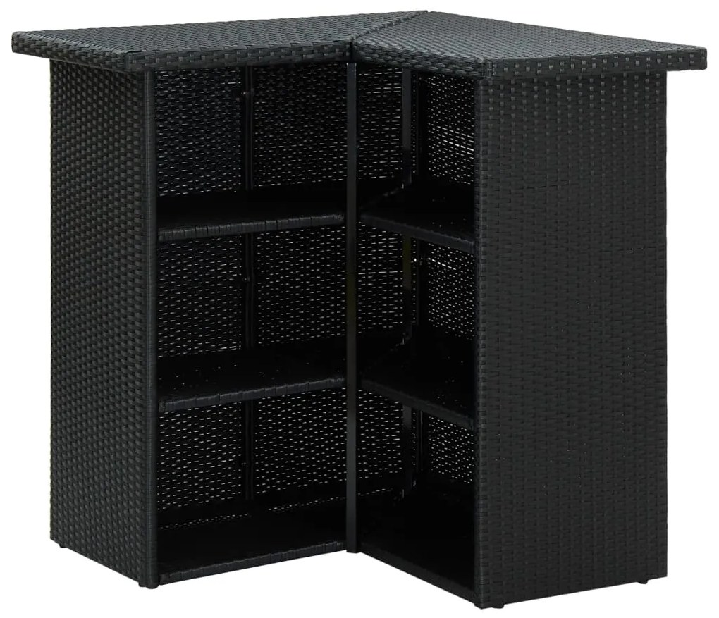 8 pcs conjunto de bar p/ jardim com almofadões vime PE preto
